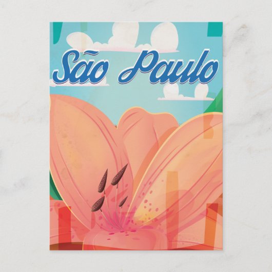 São Paulo Vintage Travel Poster Postkarte (Vorderseite)
