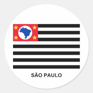 São Paulo, wellenartig bewegende Flagge Brasilien Runder Aufkleber