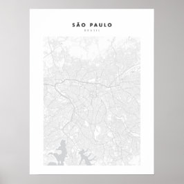 Sao Paulo White City Map Poster