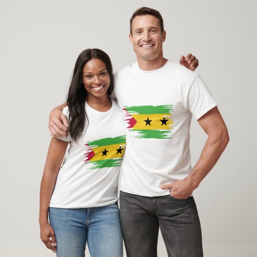 Sao Tome und Principe Flag Pinselstrich T-Shirt (Unisex)