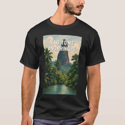 Sao Tome und Principe Illustration Reise Kunst T-Shirt (Vorderseite)