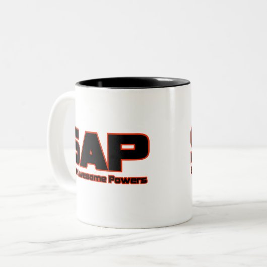 SAP - Super fantastische Power Zweifarbige Tasse (Vorderseite Links)