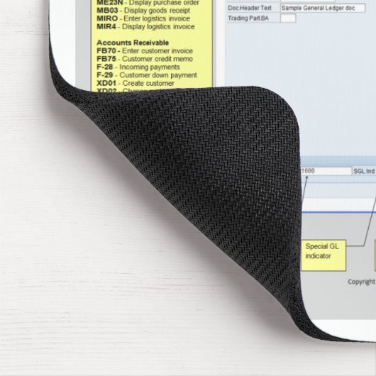 SAP-Transaktionscodes und -Layout Mousepad (Ecke)