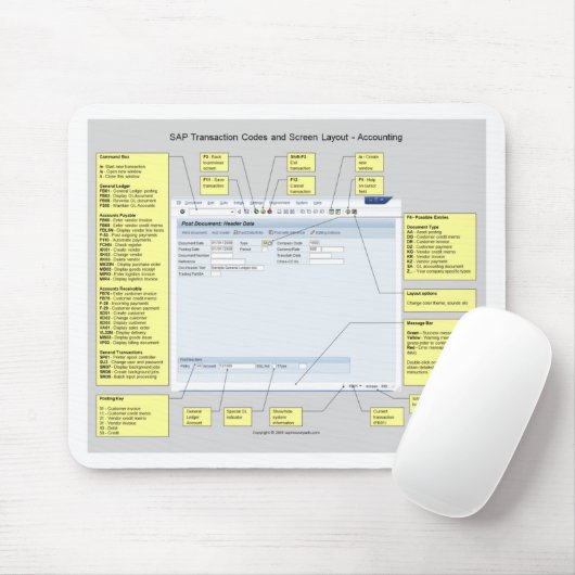 SAP-Transaktionscodes und -Layout Mousepad (Mit Mouse)