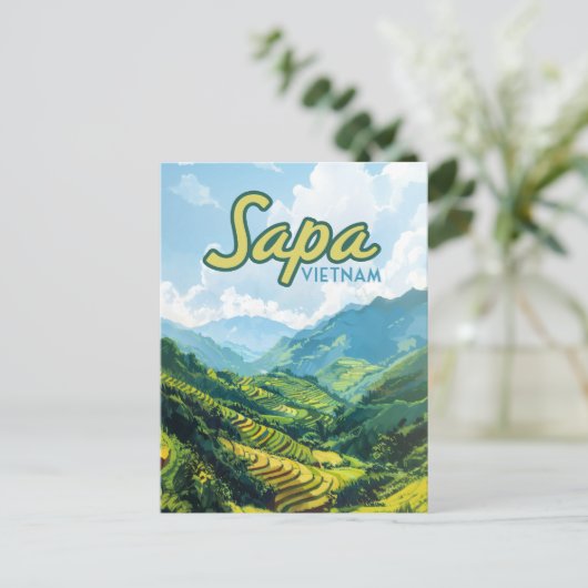 Sapa Vietnam Asien Reisen Postkarte (Stehend Vorderseite)