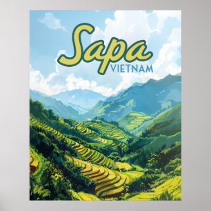 Sapa Vietnam Asien Reisterrassen Vintage Reise Poster