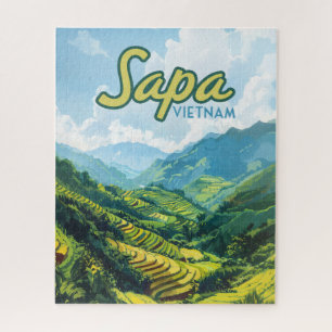 Sapa Vietnam Asien Reisterrassen Vintage Reise  Puzzle