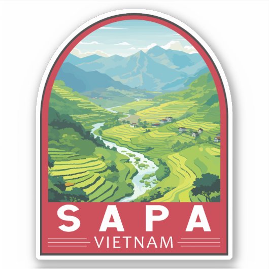 Sapa Vietnam Reisen Art Vintag Aufkleber (Vorderseite)