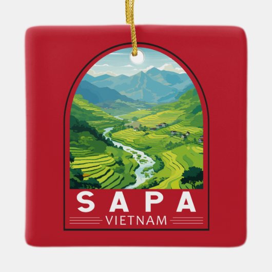 Sapa Vietnam Reisen Art Vintag Keramikornament (Vorderseite)