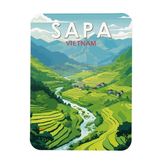 Sapa Vietnam Reisen Art Vintag Magnet (Vertikal)