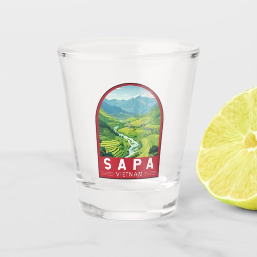 Sapa Vietnam Reisen Art Vintag Schnapsglas (Vorderseite)