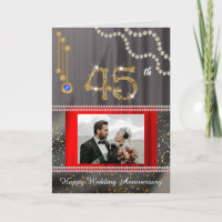 Saphir 45 Jahre Gold-Zahl & Perlen