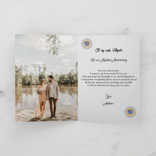 Saphir 45 Jahre Gold-Zahl & Perlen Karte (Innenseite)