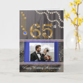 Saphir 65 Jahre Gold-Zahl & Perlen Karte (Gelbe Blume)