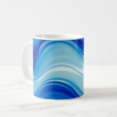 Saphir-Abstrakte-Wellen-Glow-Kunst Kaffeetasse (Vorderseite Links)
