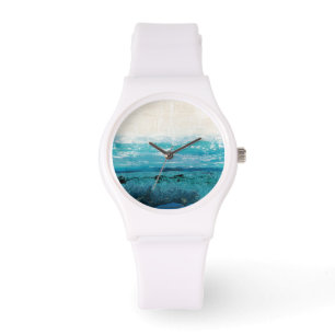 Saphir-Blau-Aquarell Armbanduhr