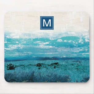 Saphir-Blau-Aquarell des Monogramm-  Mousepad