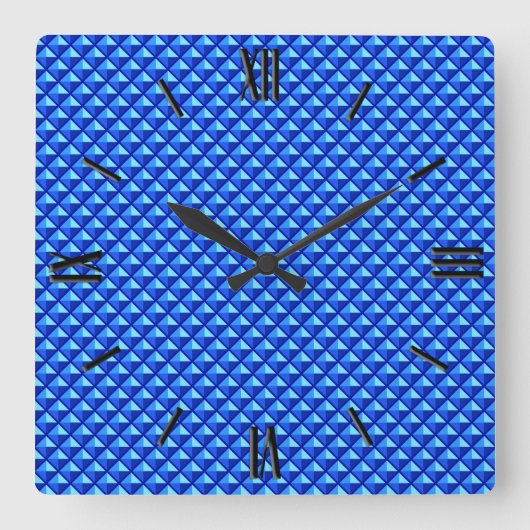 Saphir blau, Emaille-Look, gegossenes Gitter Quadratische Wanduhr (Vorderseite)