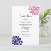 Saphir-blauer Lotos-Blumen-Brautparty Einladung (Stehend Vorderseite)