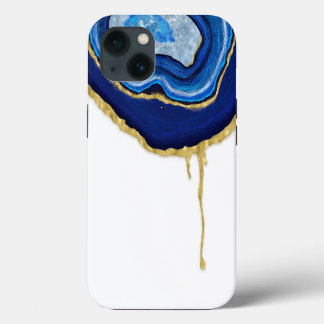 Saphir Blue and Gold Agate zum Drillen iPhone 13 Hülle