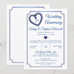 Saphir Diamanten 5. Hochzeitstag-Party Einladung