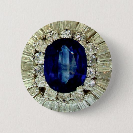 Saphir Diamanten Vintage Modeschmuck Brosche Button (Vorderseite)