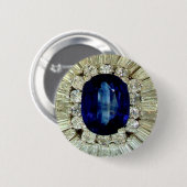 Saphir Diamanten Vintage Modeschmuck Brosche Button (Vorne & Hinten)