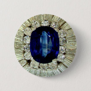 Saphir Diamanten Vintage Modeschmuck Brosche Button