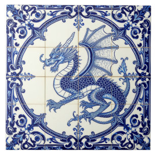 Saphir-Drache-Kachel Fliese
