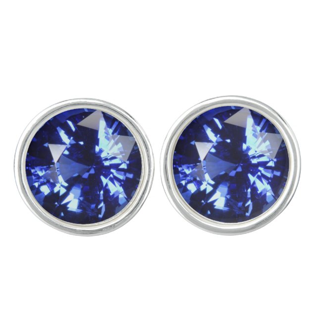Saphir-dunkelblauer Edelstein September Birthstone Manschettenknöpfe (Vorderseite)
