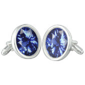 Saphir-dunkelblauer Edelstein September Birthstone Manschettenknöpfe (Schrägansicht)