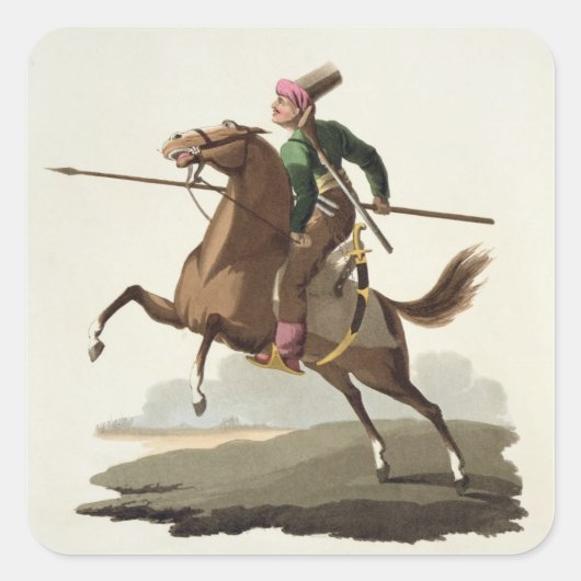 Saphir, from 'Kostüme of the Various Nations', Quadratischer Aufkleber (Vorderseite)