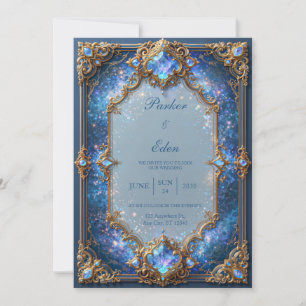 Saphir-Galaxie-Filigran-Hochzeit Einladung