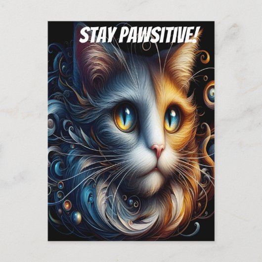 Saphir Gaze: Eine Katze mit blauen Augen Postkarte (Vorderseite)