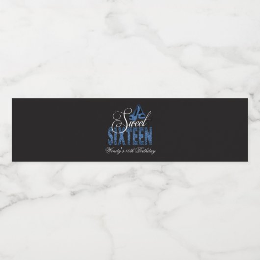 Saphir Glitzer Shoes, Sweet 16 Wasserflaschenetikett (Einzelnes Label)