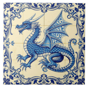 Saphir-Himmelsdrache-Kachel Fliese