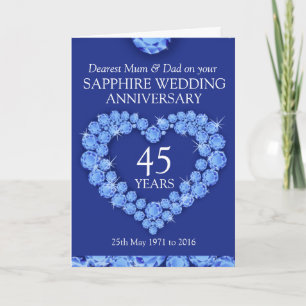 Saphir-Hochzeitstag-Karte für Mutter und Vater Karte
