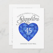 Saphir-Hochzeitstagherzkunst-Mahlzeitwahl Begleitkarte (Vorne/Hinten)