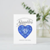 Saphir-Hochzeitstagherzkunst-Mahlzeitwahl Begleitkarte (Stehend Vorderseite)