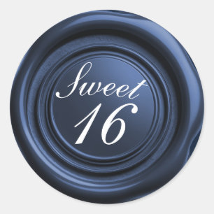 Saphir Kerzenwachssiegel Tropfen Sweet 16 Hochzeit Runder Aufkleber