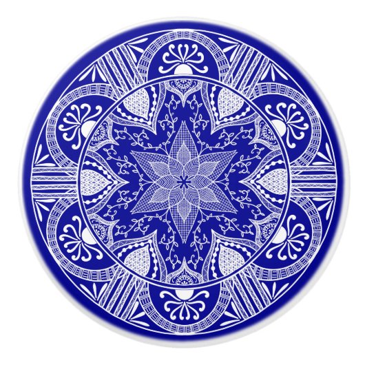 Saphir-Mandala Keramikknauf (Vorderseite)