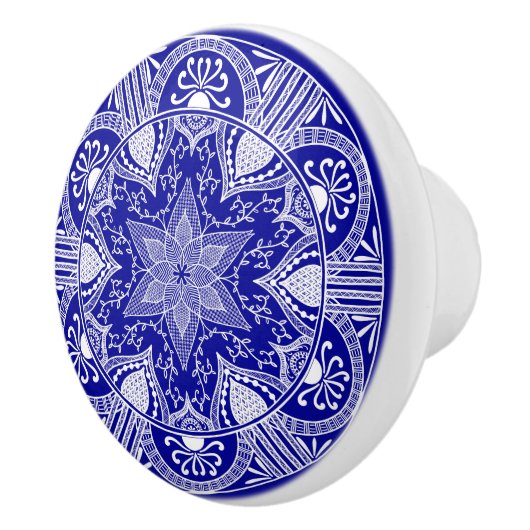 Saphir-Mandala Keramikknauf (Rechts)