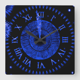 Saphir-Mitternachtsuhr Quadratische Wanduhr
