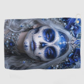 Saphir-Mond-Calavera – Blauer Himmel Golfhandtuch (Horizontal)