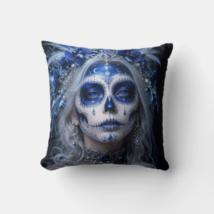 Saphir-Mond-Calavera – Blauer Himmel Kissen