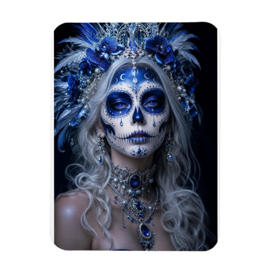 Saphir-Mond-Calavera – Blauer Himmel Magnet (Vertikal)