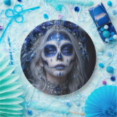 Saphir-Mond-Calavera – Blauer Himmel Pappteller (Party)