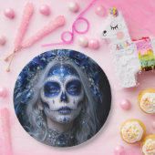Saphir-Mond-Calavera – Blauer Himmel Pappteller (Party)