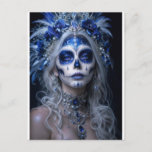 Saphir-Mond-Calavera – Blauer Himmel Postkarte (Vorderseite)