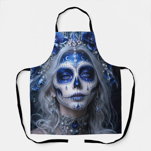 Saphir-Mond-Calavera – Blauer Himmel Schürze (Vorderseite)